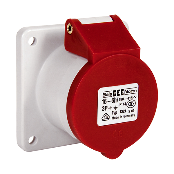 415V 16 Amp Red 4 Pin Panel Socket Pack of 1