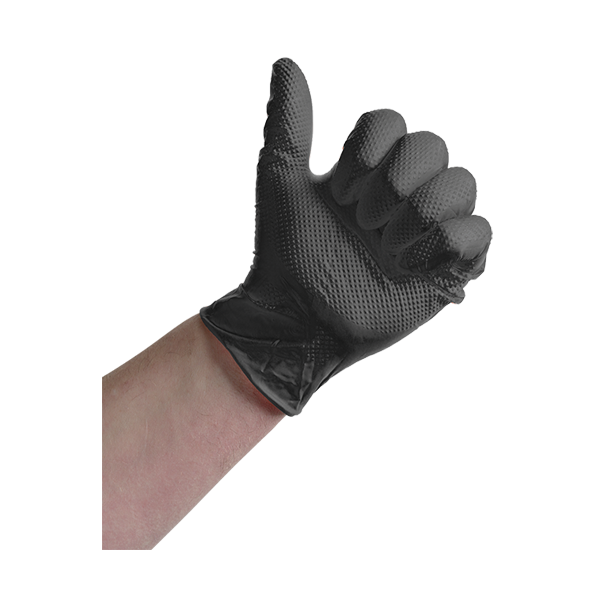 OnHand 'Grip Plus' Black Nitrile Gloves - M Qty Box of 90