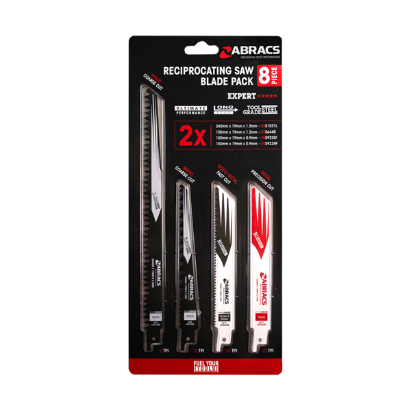 ABRACS Recip Saw Blade Mixed Pack 8pc Qty 1 Kit