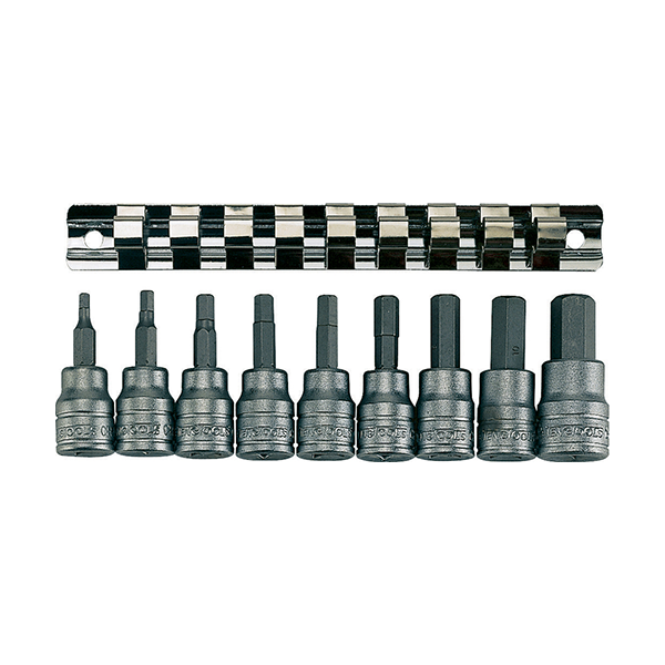 TENG Hex Bit Skt Set 3/8 Dr 3-12mm 9-pce Qty 1 Set