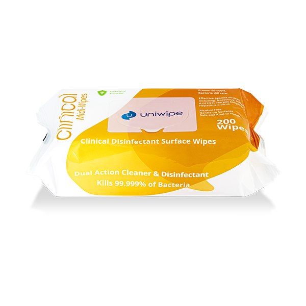 UNIWIPE 'Clinical' Sanitising Wipes 200pk Qty 1