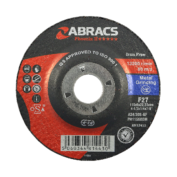 ABRACS Phoenix II DPC Grinding Disc 125 x 6.0 x 22mm Pack of 10